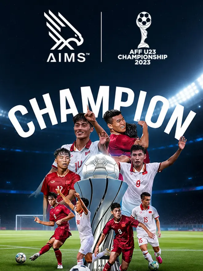 AIMS x AFF U23 Championship 2023 champions creative with the trophy