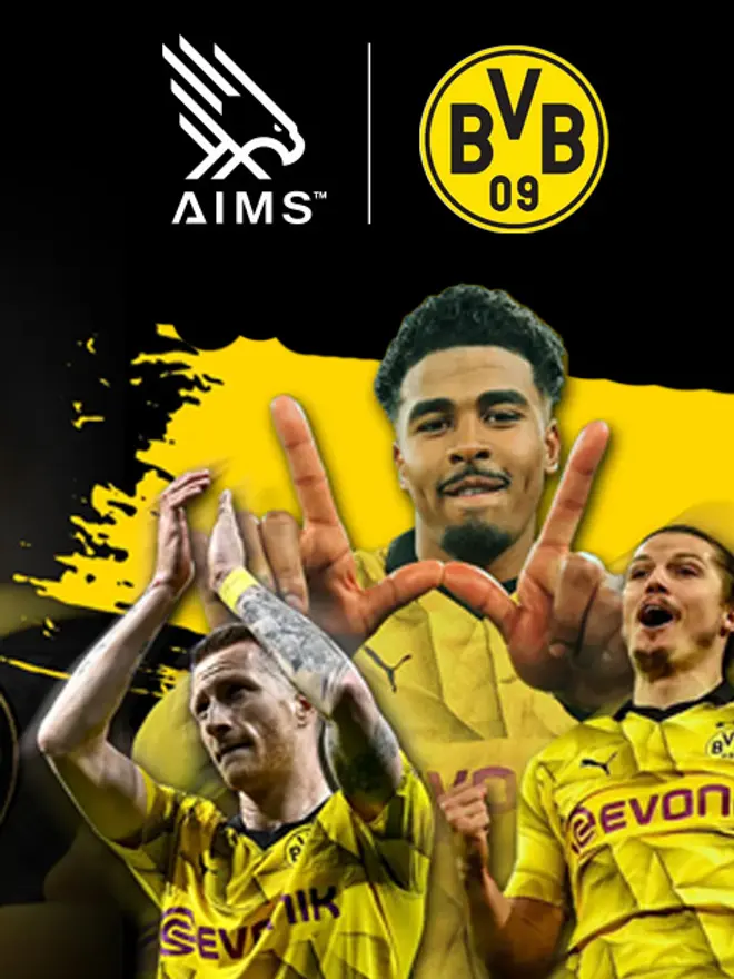 AIMS x Borussia Dortmund (BVB 09) partnership creative featuring players