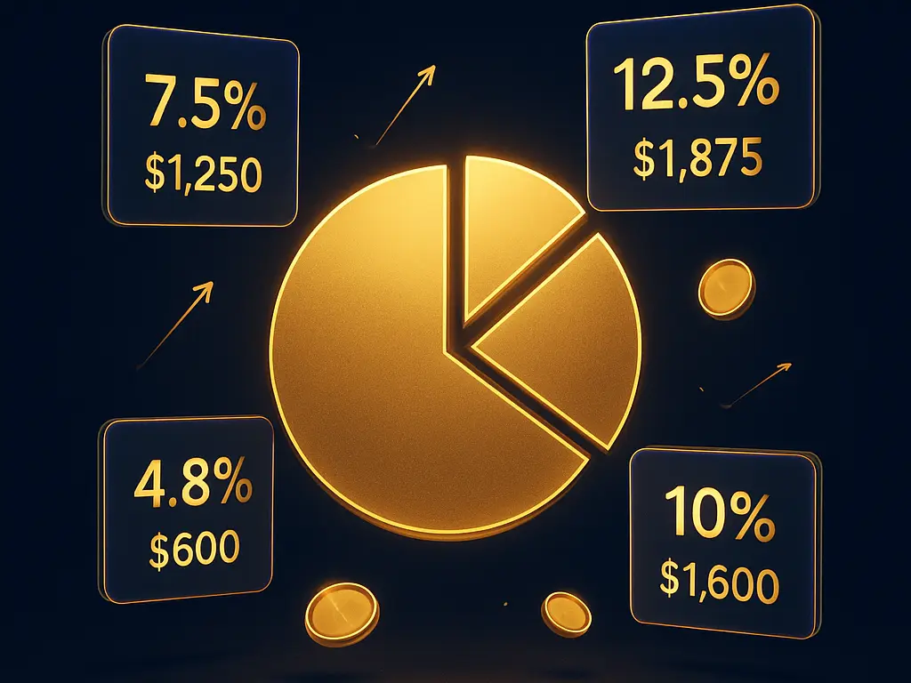 Fractional shares visualisation with a pie chart divided into fractional ownership slices